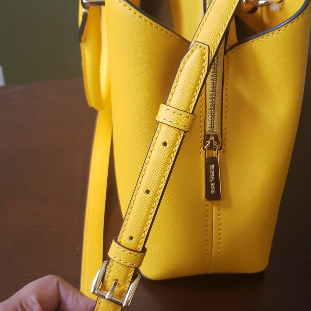 Michael Kors Saffiano Leather Fall Yellow Satchel - Picture 8 of 16